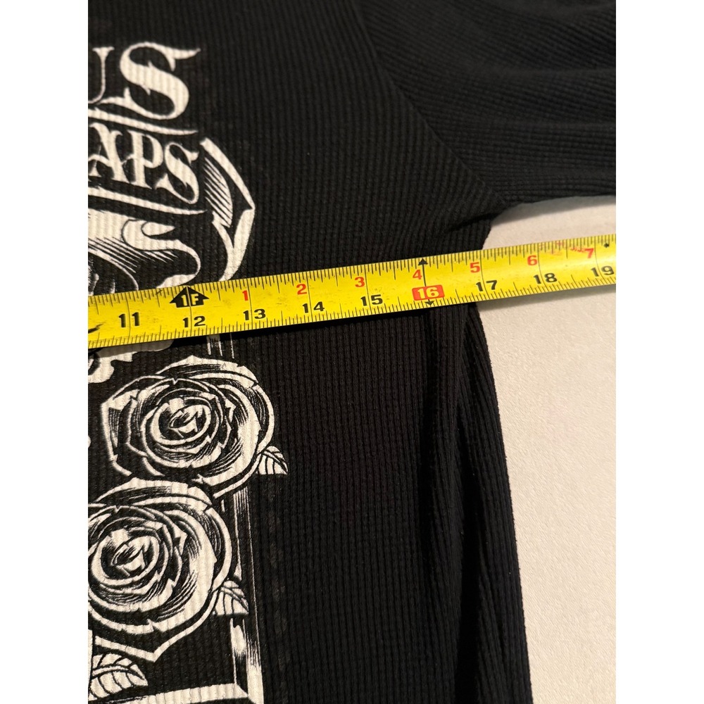 Famous Stars and Straps Mens Black Thermal Long Sleeve Skull Rose Y2K Shirt M - Picture 6 of 7